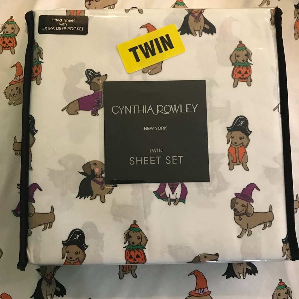 C. Rowley Twin Dachshund Halloween sheets Linens
